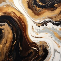 Abstract swirly art with an brown , white and black theme, in the style of marble