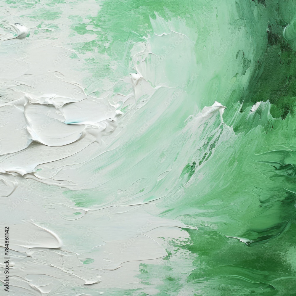 Sticker white and green textured surface, in the style of free brushwork, minimalist background