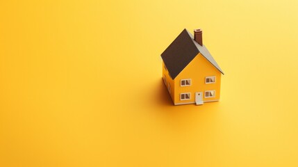 Fototapeta na wymiar a toy house against a yellow background