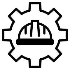 Helmet Construction with Gear Vector icon