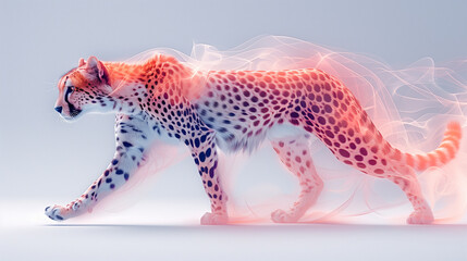 A sleek cheetah silhouette blending with swirling pastel hues, evoking swift elegance in motion