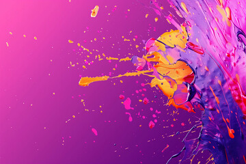 Creative colorful paint splatters, A splash of paint on a purple background