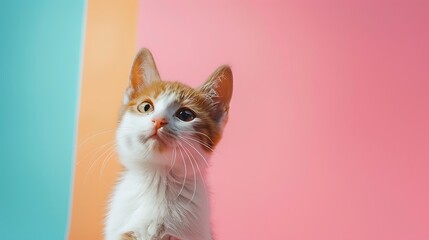 cute cat posing for photo on colorful background