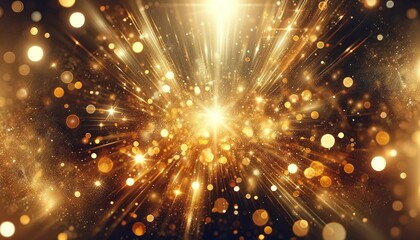 Golden Light and Glitter Background, Generative AI