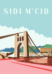 illustration of a view of the old bridge of Sidi M'cid in Algeria
