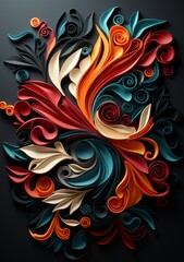 Fototapeta premium abstract background with flowers and leaves