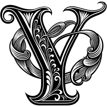 recommend clip art: vintage calligraphy letter y