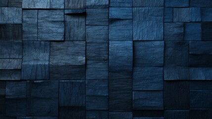blue fabric made of a pattern of square, dark blue and black contours background