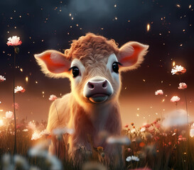 Fototapeta premium Cow in the night