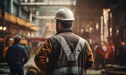 Obraz premium Engineer Stands with His Back to Talk