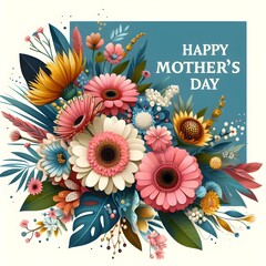 Happy mother day card with flowers decoration