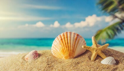 Fototapeta na wymiar Background inspired by beautiful seashells and the sea.