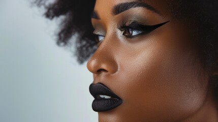 A bold and edgy black lipstick making a statement and challenging societal beauty standards. . - obrazy, fototapety, plakaty