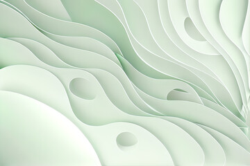 green color abstract background in 3d paper wave wallpaper