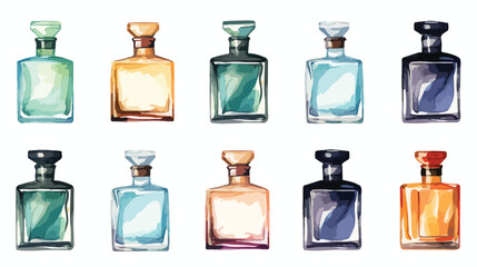 Watercolor illustration of a men perfume glass bott - obrazy, fototapety, plakaty
