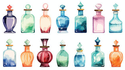 Watercolor illustration of a men perfume glass bott - obrazy, fototapety, plakaty