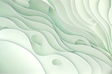 green color abstract background in 3d paper wave wallpaper