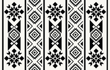 Ethnic tribal  black and white background. Seamless tribal stripe pattern, folk embroidery, tradition geometric  ornament. Tradition Native  design for fabric, textile, print, rug, paper