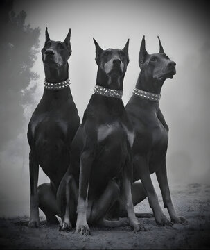 Three Doberman Pinscher 