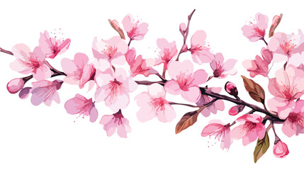 Fototapeta na wymiar Watercolor illustration of pink cherry blossom. Han