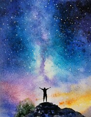 Fototapeta premium Watercolor style illustration background inspired by beautiful time.