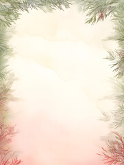 Vintage Christmas Snowy Pine Watercolor Page Border