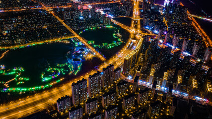 Night view of the new city in southern Changchun, China