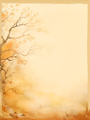 Vintage Autumn Tree Watercolor Page Border