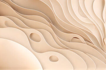 brown color abstract background in 3d paper wave wallpaper