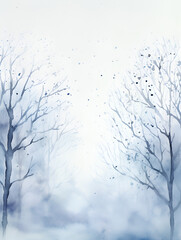 Vintage Watercolor of Winter Trees Page Border