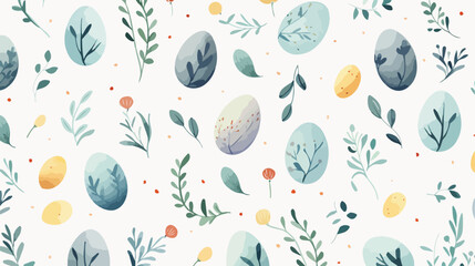 Watercolor pattern of Easter hunt. Hand painted egg