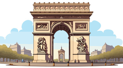 Fototapeta na wymiar Watercolor sketch of Arc de Triomphe Paris France i