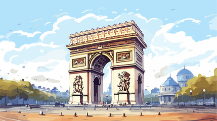 Watercolor sketch of Arc de Triomphe Paris France i - obrazy, fototapety, plakaty