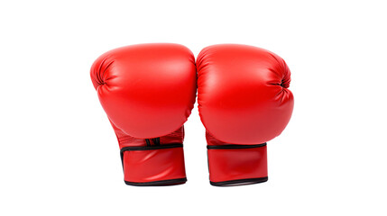 Pair of red boxing gloves isolated on transparent background