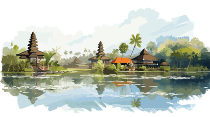 Watercolor sketch of Bali Indonesia in vector illustration