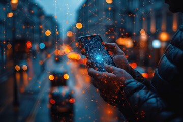 Secure Business and Financial Data Businessmen Embrace Innovative Cybersecurity Solutions for Smartphone Protection and Virtual Network Defense