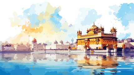 Watercolor sketch of Golden Temple Amritsar Punjab