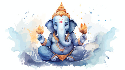 Watercolor sketch of Lord Ganesha in vector illustration - obrazy, fototapety, plakaty
