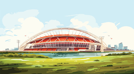 Watercolor sketch of Stadium Singapore in vector illustration