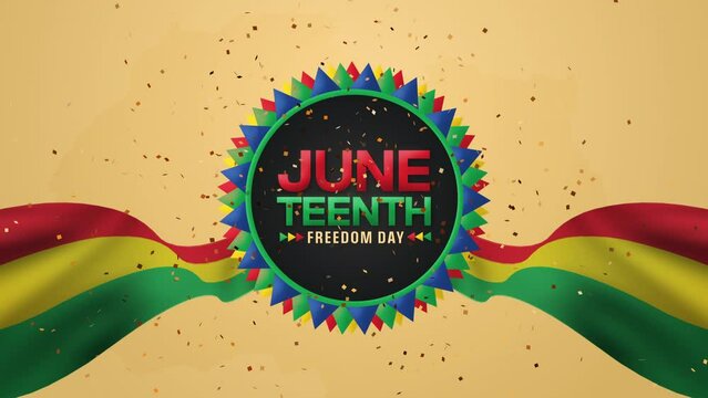 Juneteenth Freedom Day background 4K Animation with confetti explosion and typography