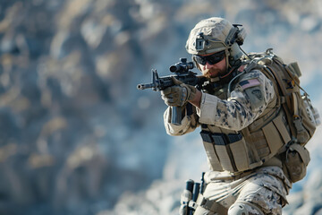 Fototapeta premium Portrait of a Soldier, Generative AI