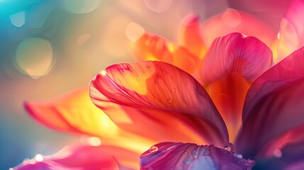 Close up of abstract, vibrant flower bloom, spring aura, soft focus, bright lighting
