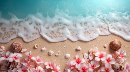 Obraz na płótnie Canvas Background with light beach flowers as decoration top view