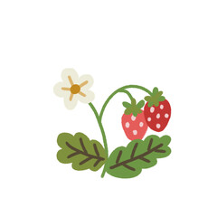 illustration of a strawberry with green leaves