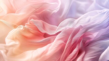 Obraz premium Close view, blossom abstract, silk threads look, creamy pastels, smooth gradient, morning glow 