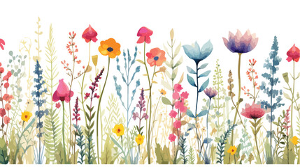 Watercolor Wildflower Meadows watercolor flowers wi - obrazy, fototapety, plakaty