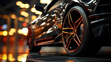  A car is standing. Close up of car rear wheel © sangmyeong