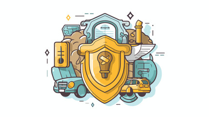 Wealth Protection icon line vector illustration 2d
