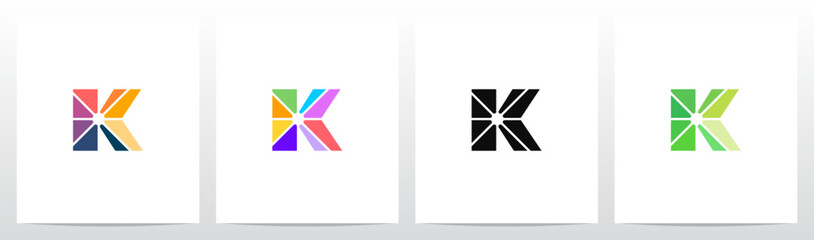 Divide Into Pieces with Different Colors Letter Initial Logo Design K