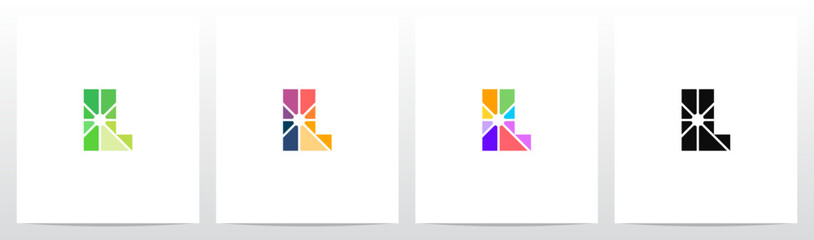 Divide Into Pieces with Different Colors Letter Initial Logo Design L